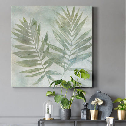 Serene Green Leaves Abstract Oil Painting for Modern Home Decor