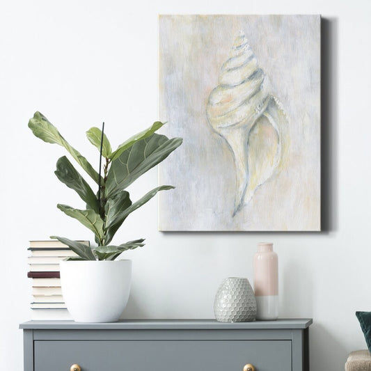 Serene Coastal Shell Oil Painting