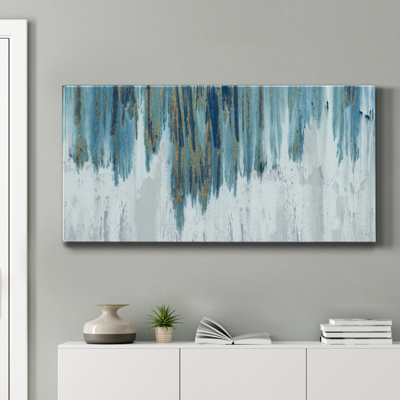 Tranquil Blue Abstract Oil Painting for Home Decor and Modern Art Lovers