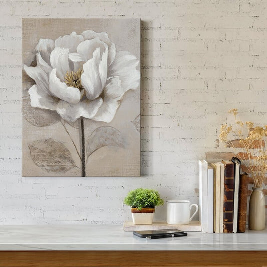 Elegant Soft White Floral Oil Painting for Modern Home Decor