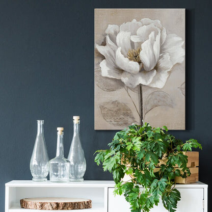 Elegant Soft White Floral Oil Painting for Modern Home Decor