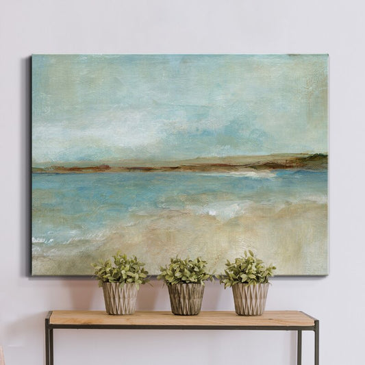 Tranquil Beach Horizon Landscape Oil Painting
