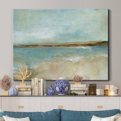 Tranquil Beach Horizon Landscape Oil Painting