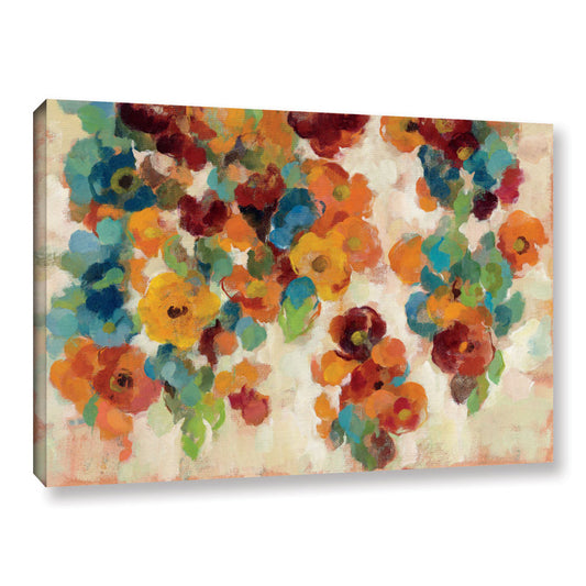 Vibrant Spice and Turquoise Floral Oil Painting for Home Decor
