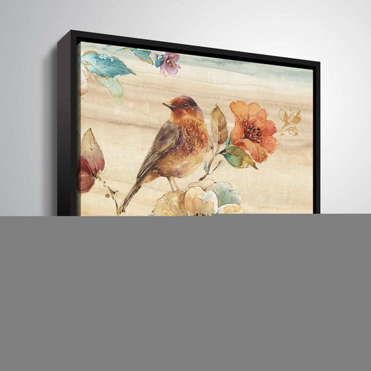 Colorful Bird and Floral Oil Painting Print for Nature Lovers