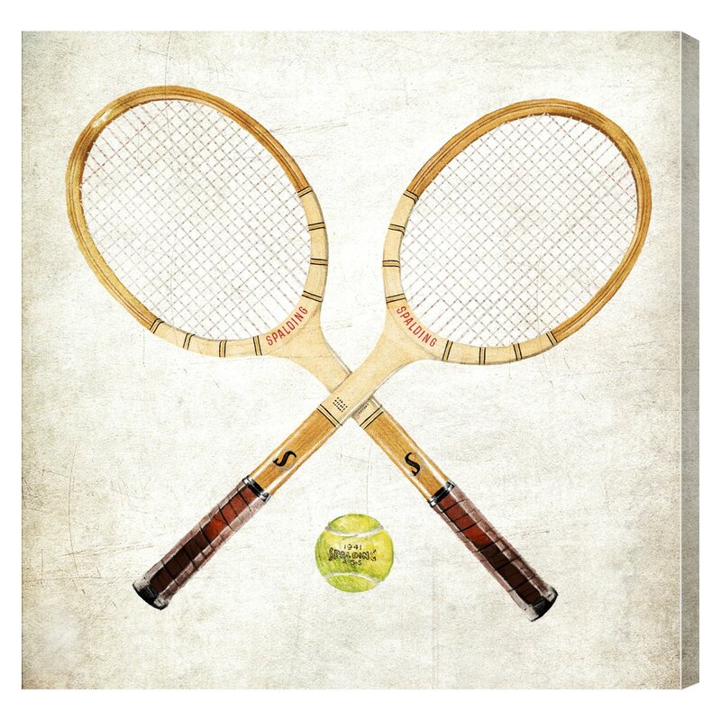 Vintage Tennis Rackets Oil Painting - Modern Brown Art for Sports Enthusiasts