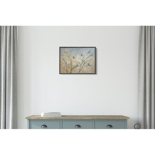 Serene Spring Gathering: Oil Painting of Birds on Branches