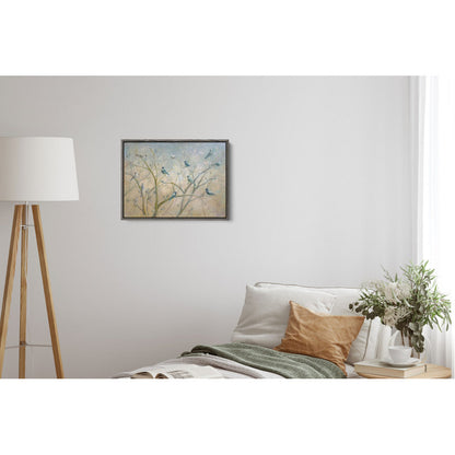 Serene Spring Gathering: Oil Painting of Birds on Branches