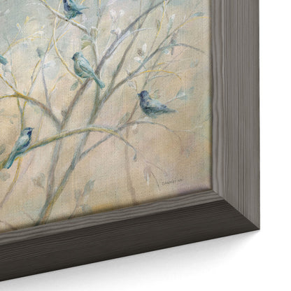 Serene Spring Gathering: Oil Painting of Birds on Branches