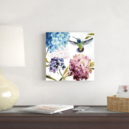 Spring Hummingbird and Floral Oil Painting for Bright Home Décor