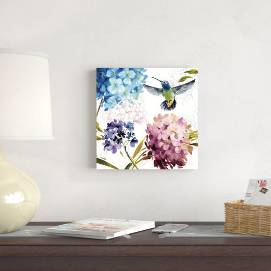 Spring Hummingbird and Floral Oil Painting for Bright Home Décor