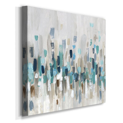 Abstract Seascape Oil Painting in Tranquil Blue and Earthy Tones for Home Decor