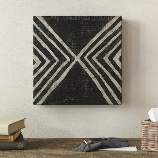 Modern Black and White Geometric Oil Painting