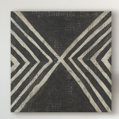 Modern Black and White Geometric Oil Painting
