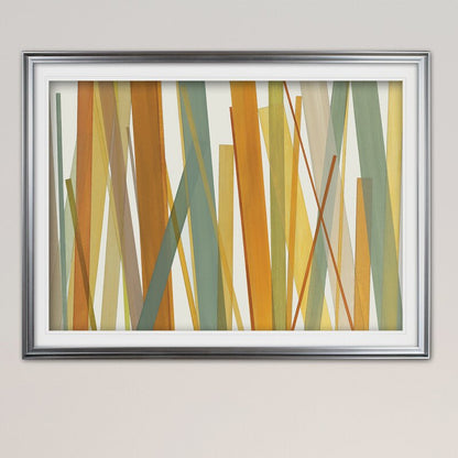 Vibrant Summer Oil Painting of Golden Fields and Green Stalks in Abstract Design