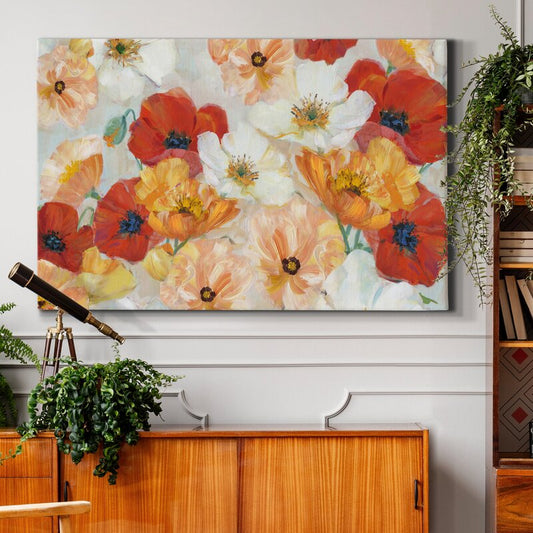 Vibrant Summer Floral Landscape Oil Painting with Bold Colors