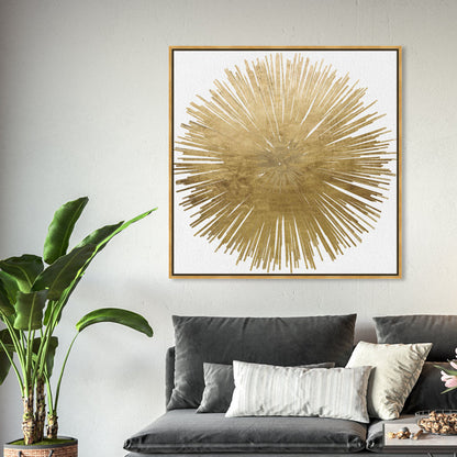 Radiant Gold Sunburst Oil Painting for Modern Home Decor