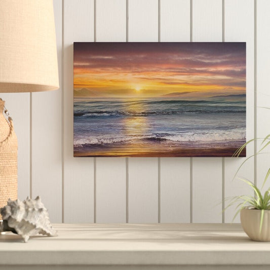Tranquil Sundown at Descanso Beach – Serene Oil Painting for Coastal Decor