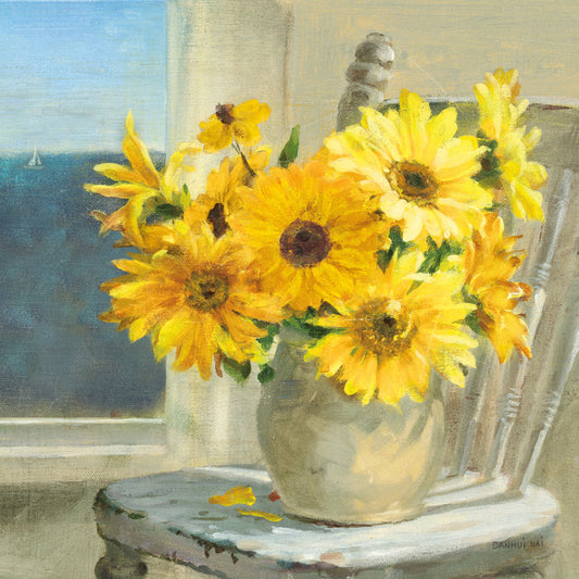 Vibrant Sunflowers by the Sea