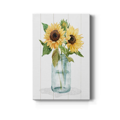 Sunflower Bouquet in Mason Jar Oil Painting for Bright Home Decor