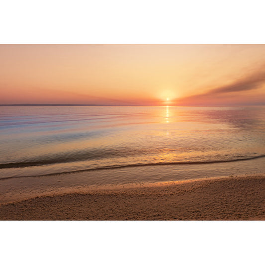 Serene Sunrise Over Tranquil Beach: Captivating Oil Painting for Coastal Decor