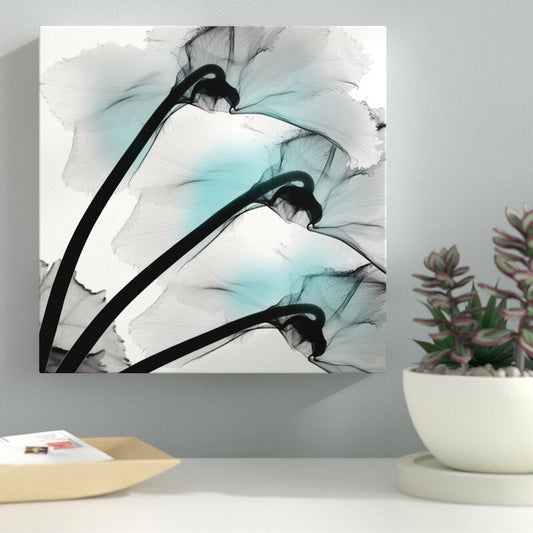 Elegant Teal and Black Cyclamen Floral Oil Painting for Home Decor