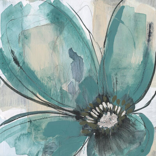 Elegant Teal Floral Oil Painting - Modern Art for Contemporary Decor