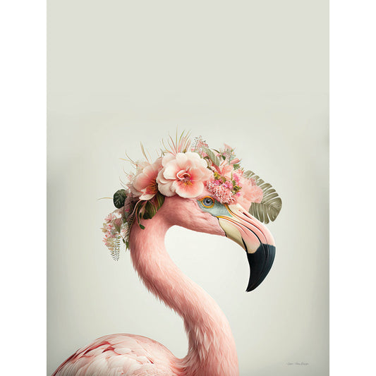 Flamingo Elegance: Stunning Floral Oil Painting Art