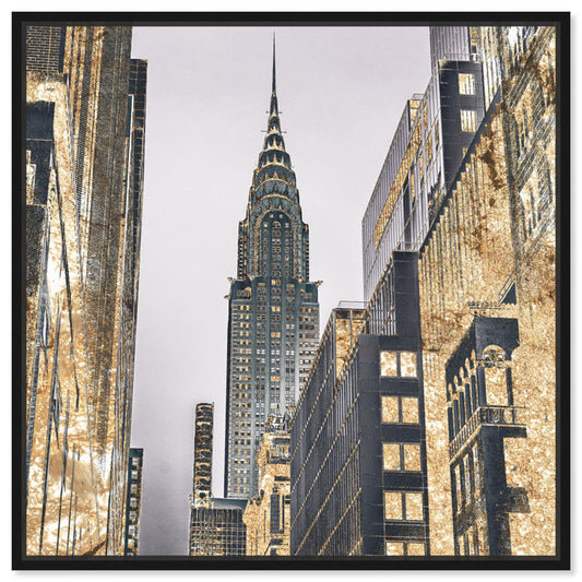 Modern Gold New York Skyscraper Art Print - Golden Cityscape