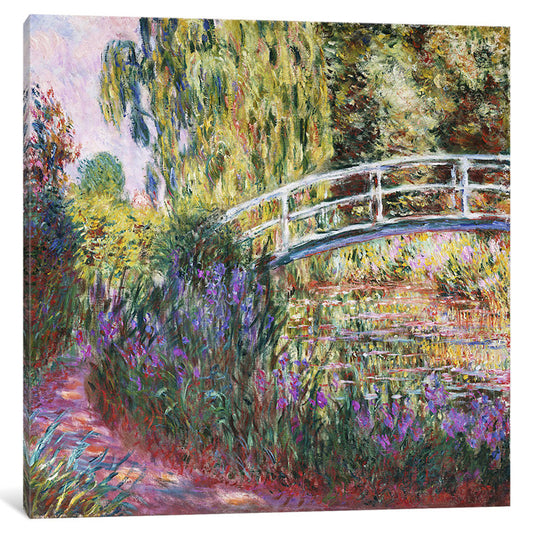 Claude Monet's Japanese Bridge with Water Lilies - Serene Nature Oil Painting