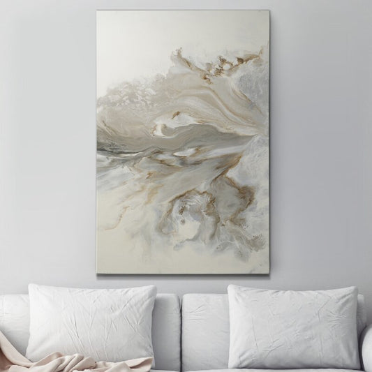 Serene Abstract Landscape Oil Painting with Earthy Tones