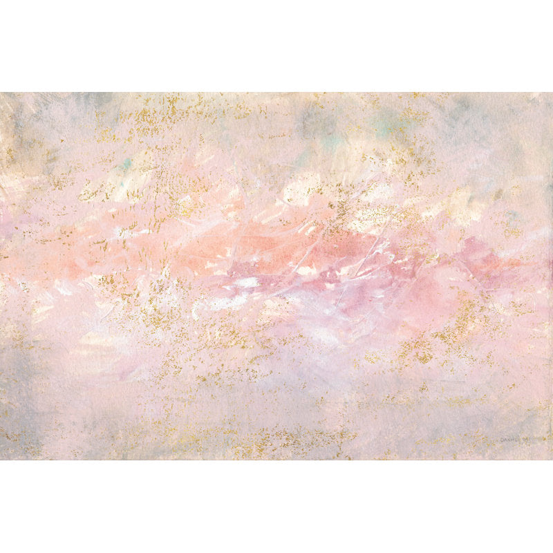 Serene Blush and Gold Abstract Oil Painting for Elegant Home Decor