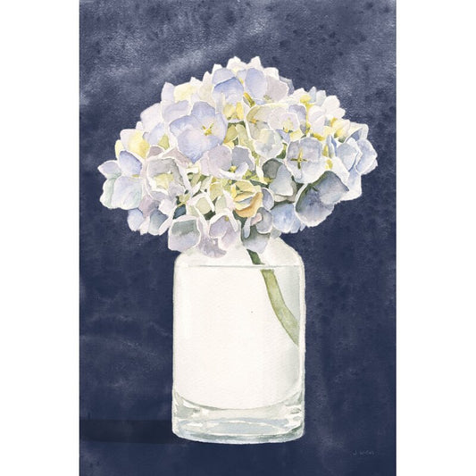 Elegant Navy Floral Still Life Oil Painting