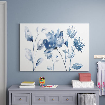 Serene Blue Floral Elegance - Stunning Oil Painting for Tranquil Home Décor