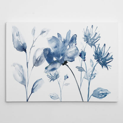 Serene Blue Floral Elegance - Stunning Oil Painting for Tranquil Home Décor