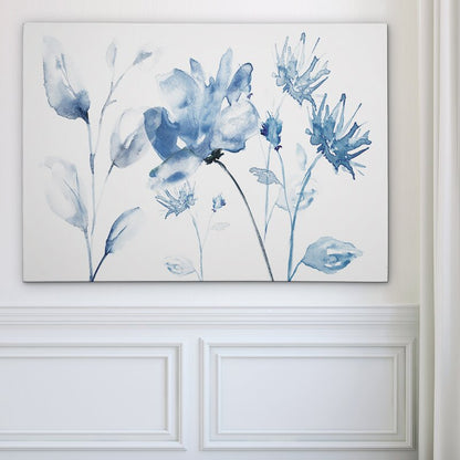 Serene Blue Floral Elegance - Stunning Oil Painting for Tranquil Home Décor