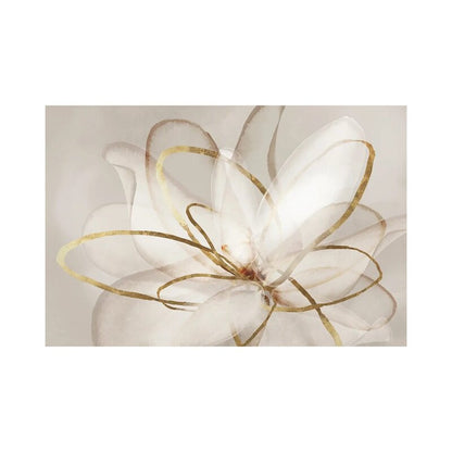 Elegant Floral Abstract Oil Painting with Gold Accents