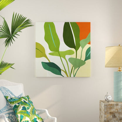 Tropical Leaf Composition - Vibrant Modern Oil Painting