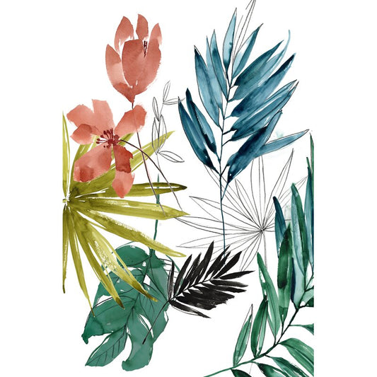 Tropical Floral Abstract Art Print - Colorful Oil Painting for Home Decor