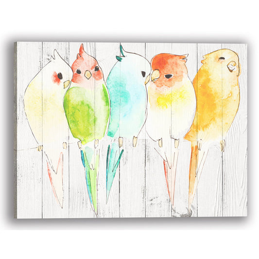 Colorful Parrots on Branches - Tropical Watercolor Art Print for Home Decor