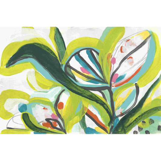 Vibrant Tropical Leaves Abstract Oil Painting