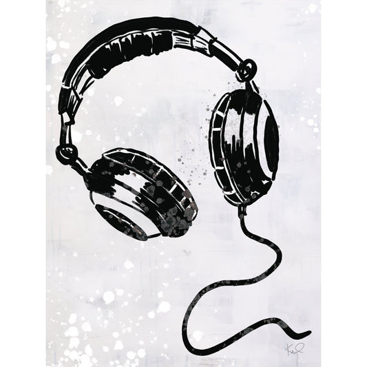 Vibrant Abstract Headphones Oil Painting