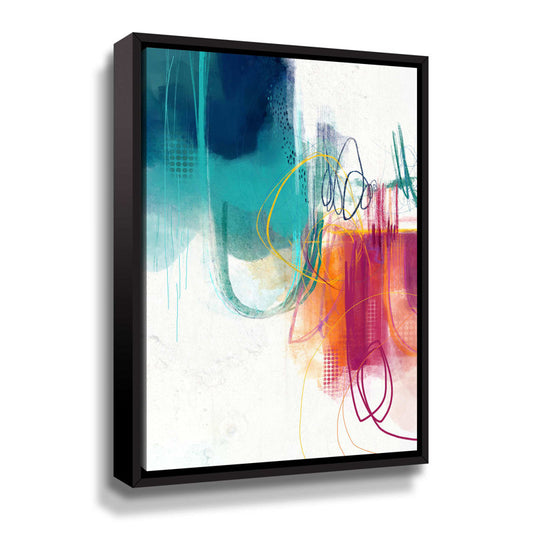 Vibrant Abstract Turquoise and Orange Oil Painting for Modern Home Decor