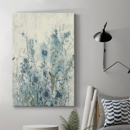 Blue Spring Floral Abstract Oil Painting for Modern Home Decor
