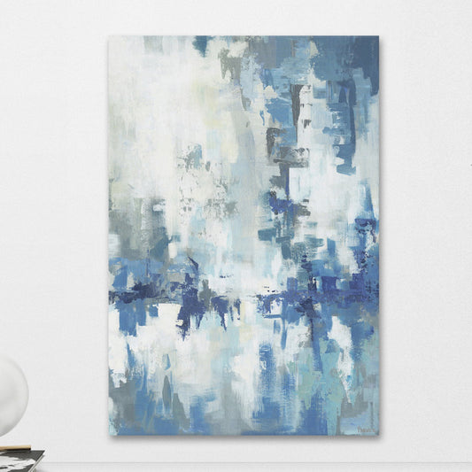 Serene Abstract Blue Oil Painting for Modern Home Decor
