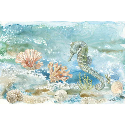 Vibrant Underwater Scene with Seahorse and Coral - Ocean Inspiration Art