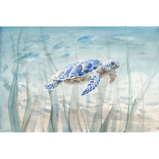 Graceful Sea Turtle Swimming Underwater - Vibrant Ocean Art