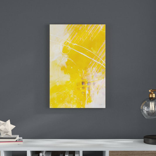 Bright Yellow Abstract Oil Painting