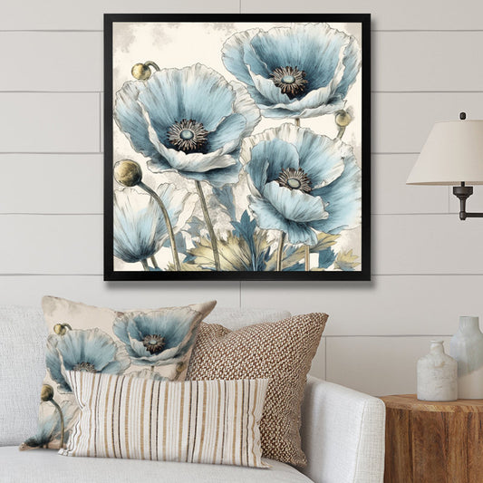 Stunning Blue Peony Floral Oil Painting for Elegant Home Decor