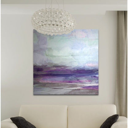 Serene Violet Abstract Landscape Oil Painting for Elegant Home Decor